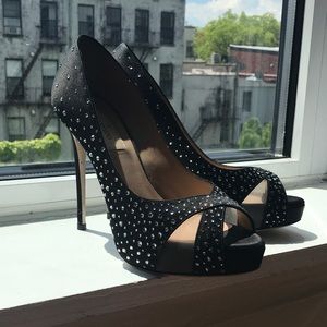 Valentino Open-Toe Pump with Swarovski Crystals